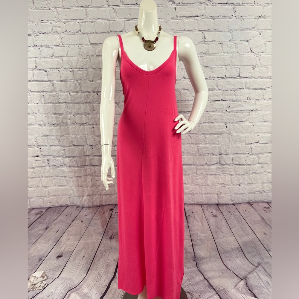 Brand New Fuchsia V Neck Maxi W/Pockets Various color slightly may vary - Picture 5 of 13
